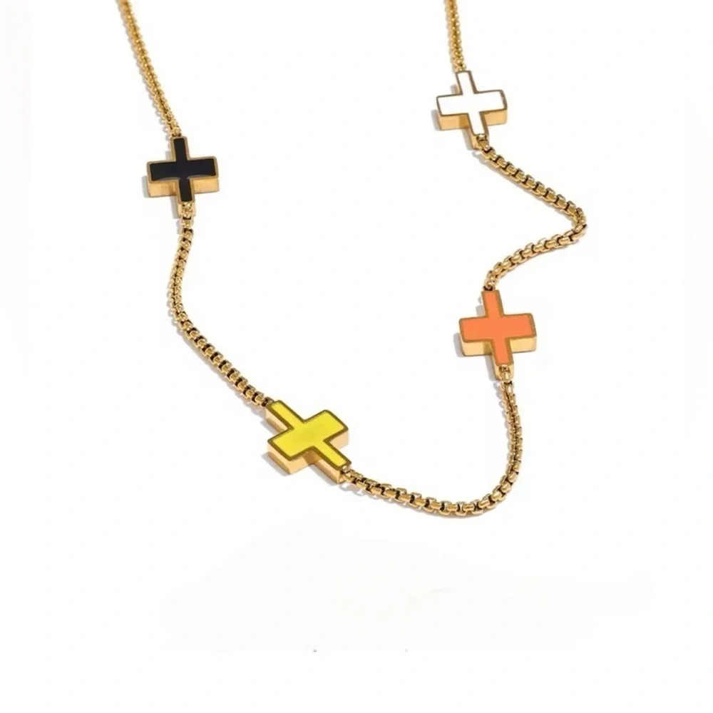 18K Gold Plated Stainless Steel Cross Necklace